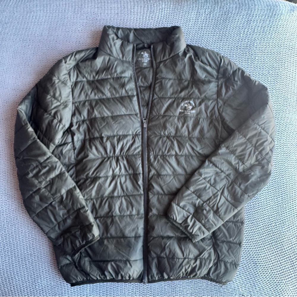 Vintage Santa Barbara Polo & Racquet Club Men's XL Green Puffer Jacket Packable